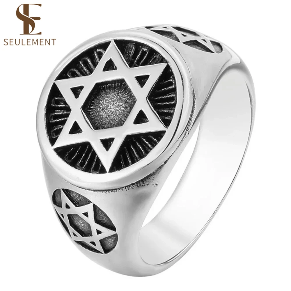 Seulement Stainless Steel Hexagram Star of David Rings for Men Punk Hip Hop for Male Boy Biker Jewelry Creativity Gift Wholesale
Seulement Stainless Steel Hexagram Star of David Rings for Men Punk Hip Hop for Male Boy Biker Jewelry Creativity Gift Wholesale