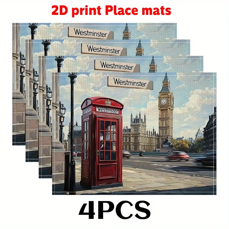 London Landmark Placemats Set of 4 Big Ben Place Mats for Dining Table Kitchen Decor Washable Linen Like Travel Lover Gift
London Landmark Placemats Set of 4 Big Ben Place Mats for Dining Table Kitchen Decor Washable Linen Like Travel Lover Gift