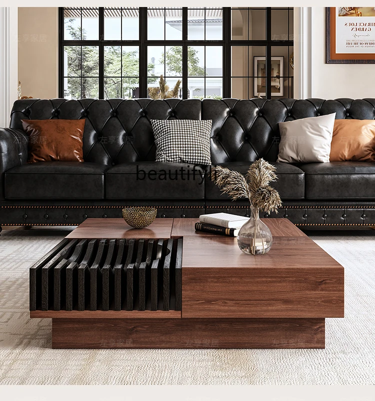 Retro Style Table Living Room Home Creative Storage Walnut Color Square Coffee Table
Retro Style Table Living Room Home Creative Storage Walnut Color Square Coffee Table