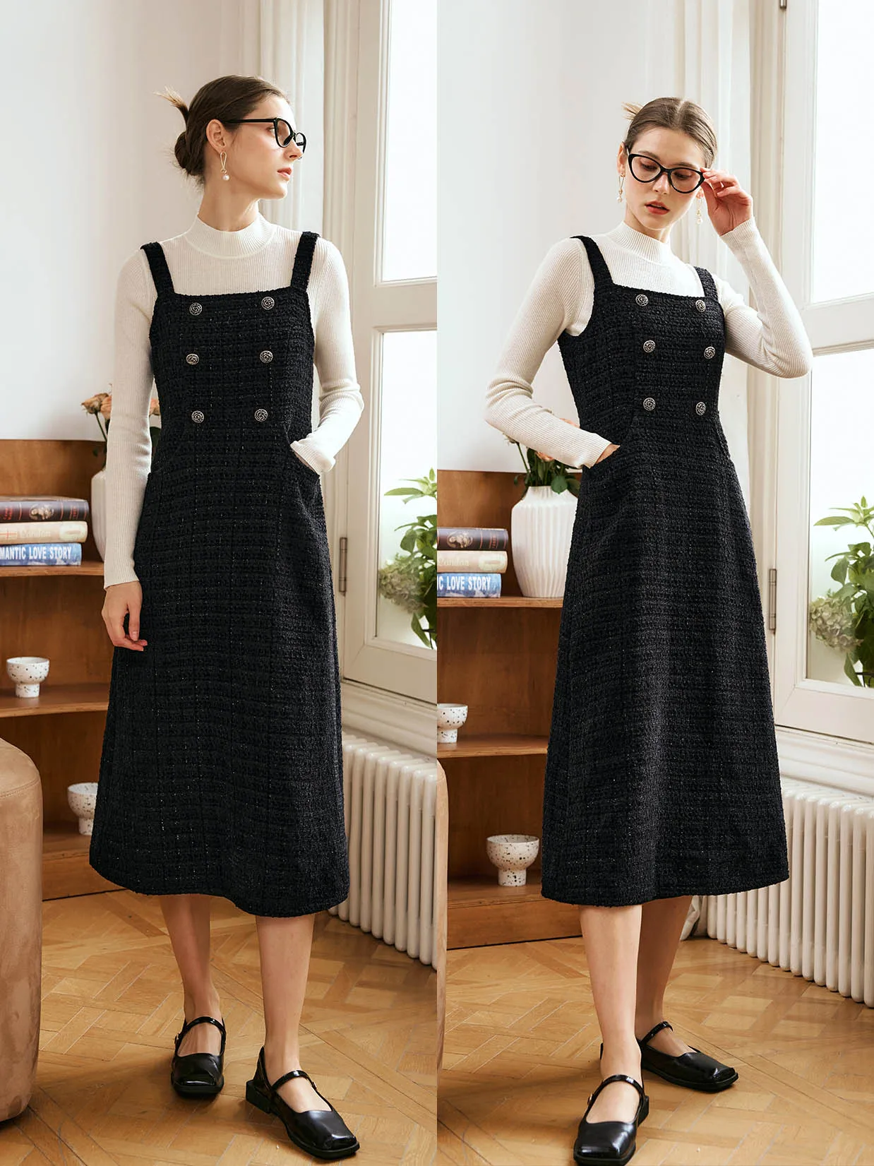OLrain French Black Dress Woman Spring 2025 New Wool Blend Sleeveless Bright Silk Square Collar Elegant Long Dresses E56QL88526
OLrain French Black Dress Woman Spring 2025 New Wool Blend Sleeveless Bright Silk Square Collar Elegant Long Dresses E56QL88526