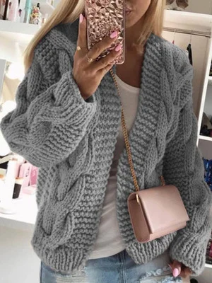 Autumn Winter New Style Casual Loose Knitted Cardigan Sweater with Hood Simple Casual Twist Soft Polyester Fiber Women's Coat
Autumn Winter New Style Casual Loose Knitted Cardigan Sweater with Hood Simple Casual Twist Soft Polyester Fiber Women's Coat