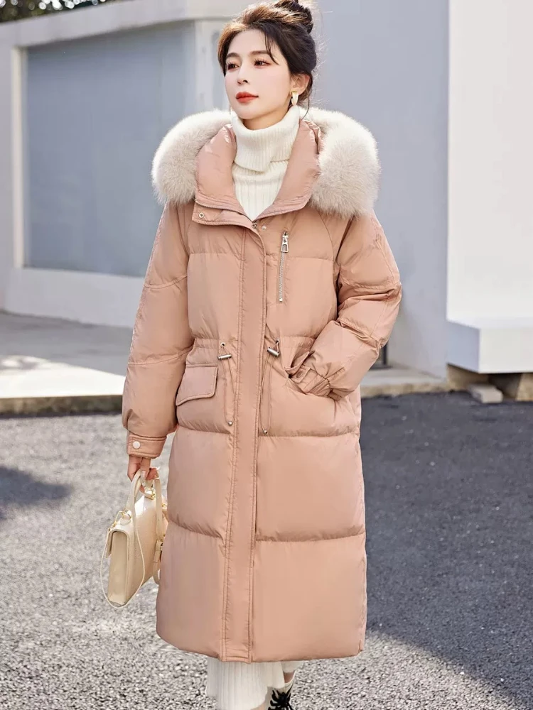 Winter New Down Jackets Women's Outerwears Korean Simple Slim Waist Parker Large Fur Collar Thick Warm Snow Mid-length Coat Down
Winter New Down Jackets Women's Outerwears Korean Simple Slim Waist Parker Large Fur Collar Thick Warm Snow Mid-length Coat Down
