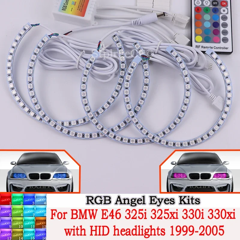 DRL Angel Eyes LED RGB CCFL SMD фара 4-кольцевой комплект для BMW E46 325i 325xi 330i 330xi с HID фарой 1999 2000 2001-2005
DRL Angel Eyes LED RGB CCFL SMD фара 4-кольцевой комплект для BMW E46 325i 325xi 330i 330xi с HID фарой 1999 2000 2001-2005