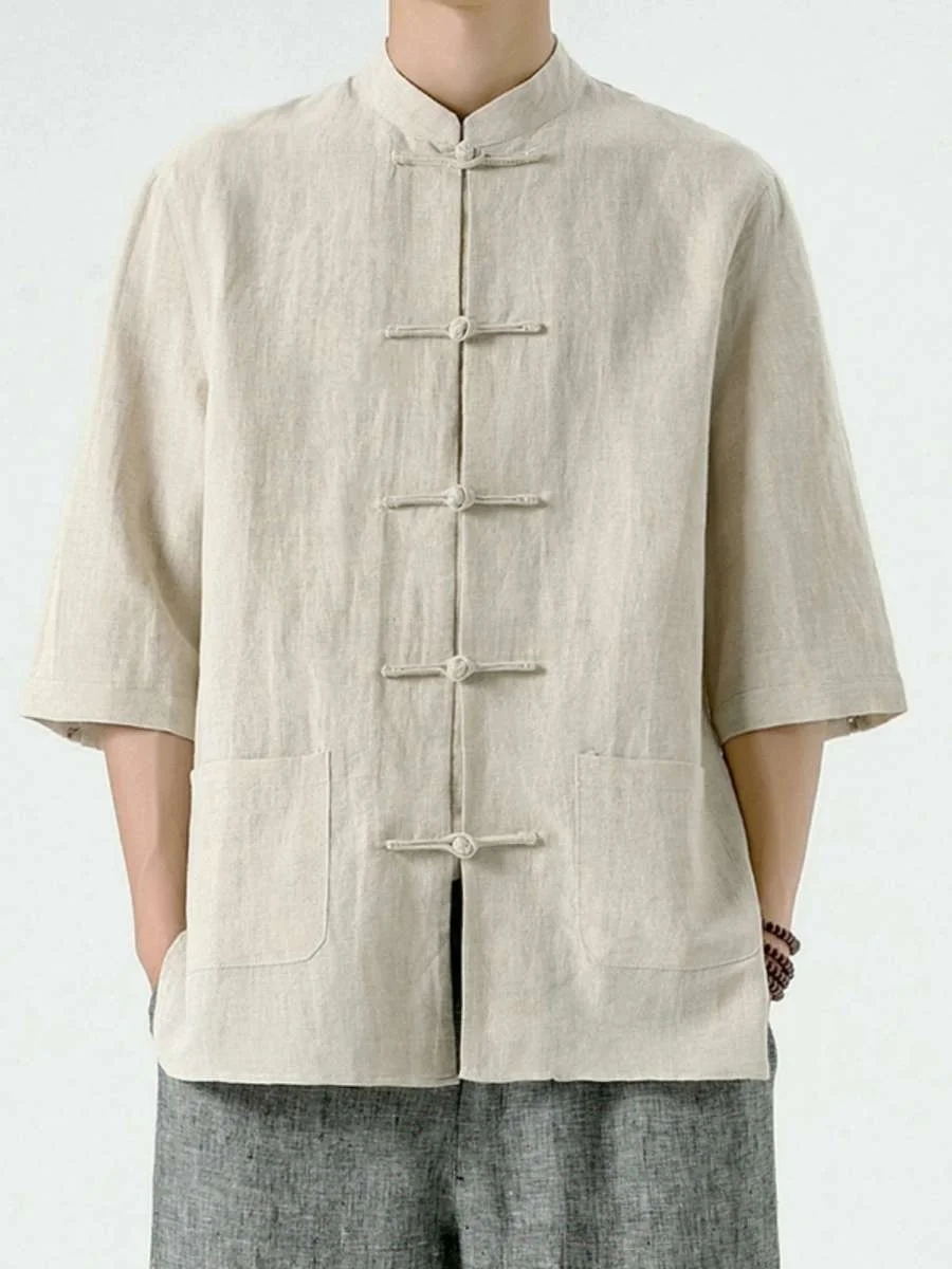 New Men's Linen Cotton irt Chinese Sle Tang Suit Seven-Quarter Sve Summer Vintage Stand Collar Loose Fit Color
New Men's Linen Cotton irt Chinese Sle Tang Suit Seven-Quarter Sve Summer Vintage Stand Collar Loose Fit Color