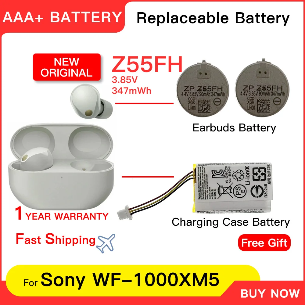 Genuine New ZeniPower ZP Z55FH 3.85V 90mAh Battery For SONY WF-1000XM5 1000XM5 XM5 Bluetooth Earbuds Headset Batteria+Free Tools
Genuine New ZeniPower ZP Z55FH 3.85V 90mAh Battery For SONY WF-1000XM5 1000XM5 XM5 Bluetooth Earbuds Headset Batteria+Free Tools