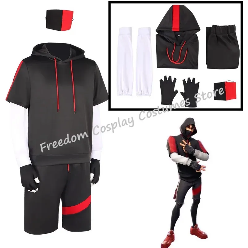 Костюмы Royale Ikonik, толстовка с капюшоном для косплея, полный комплект, спортивный костюм, наряды для взрослых, мужские топы, шорты, перчатки, костюм на Хэллоуин
Костюмы Royale Ikonik, толстовка с капюшоном для косплея, полный комплект, спортивный костюм, наряды для взрослых, мужские топы, шорты, перчатки, костюм на Хэллоуин