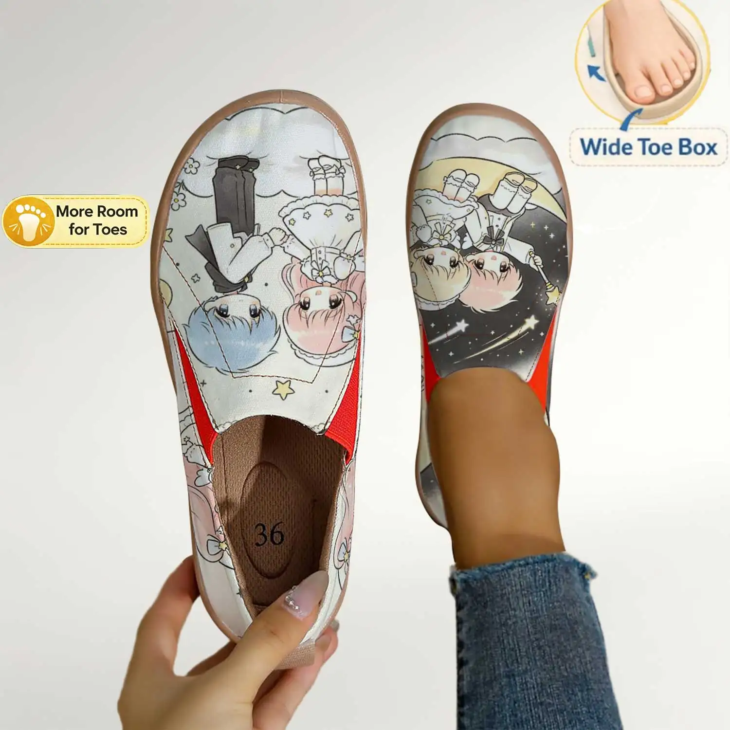 Dreamy Starry Sky Cartoon Print Slip-On Canvas Shoes, Wide Toe Breathable Walking Shoes, Lightweight and Non-Stuffy Everyday Casual Shoes
Dreamy Starry Sky Cartoon Print Slip-On Canvas Shoes, Wide Toe Breathable Walking Shoes, Lightweight and Non-Stuffy Everyday Casual Shoes