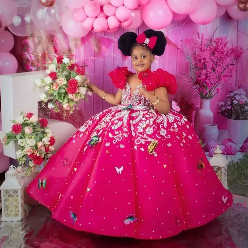Customized Fuchsia Flower Girl Dresses for Wedding Butterfly Lace Appliques Floor Length First Communion Birthday Party Gowns
Customized Fuchsia Flower Girl Dresses for Wedding Butterfly Lace Appliques Floor Length First Communion Birthday Party Gowns