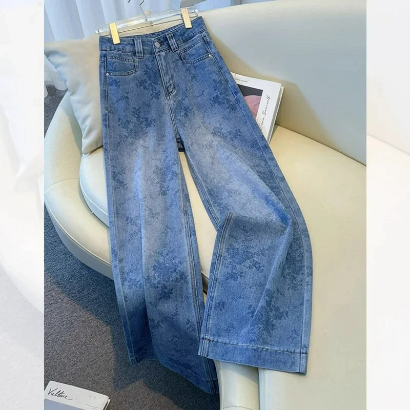 Women Denim Pants Print Washed Straight Pant Casual Spliced Basis High Waist Long Trousers Jeans Elegant Office Lady Autumn
Women Denim Pants Print Washed Straight Pant Casual Spliced Basis High Waist Long Trousers Jeans Elegant Office Lady Autumn