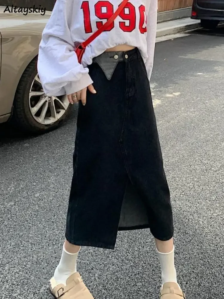 Skirts for Women High Waist Casual Summer Mid-Calf Ladies All-match Denim Simple Ulzzang Streetwear Black Chic Patchwork Trendy
Skirts for Women High Waist Casual Summer Mid-Calf Ladies All-match Denim Simple Ulzzang Streetwear Black Chic Patchwork Trendy