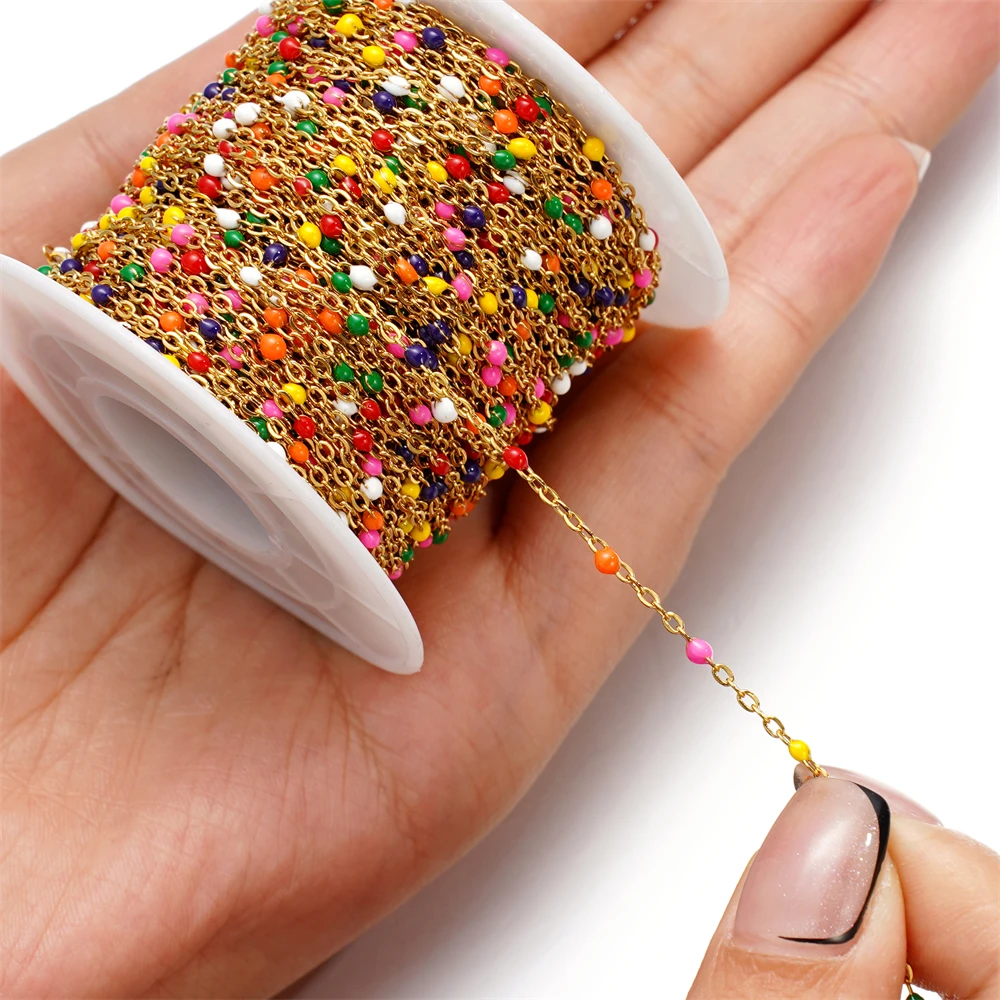 1Meter Colorful Enamel Bead Beaded Gold Color Stainless Steel Chains for Bracelet Necklace Anklet DIY Jewelry Making Accessories
1Meter Colorful Enamel Bead Beaded Gold Color Stainless Steel Chains for Bracelet Necklace Anklet DIY Jewelry Making Accessories