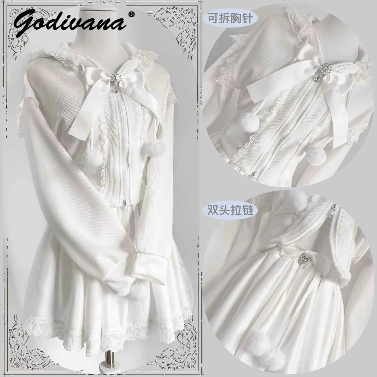 Japanese Mine Student Girls Sportswear Set New Autumn Sweet Bow Lace Hooded Zipper Short Jacket A-line Skirt Women Skirt Suits
Japanese Mine Student Girls Sportswear Set New Autumn Sweet Bow Lace Hooded Zipper Short Jacket A-line Skirt Women Skirt Suits