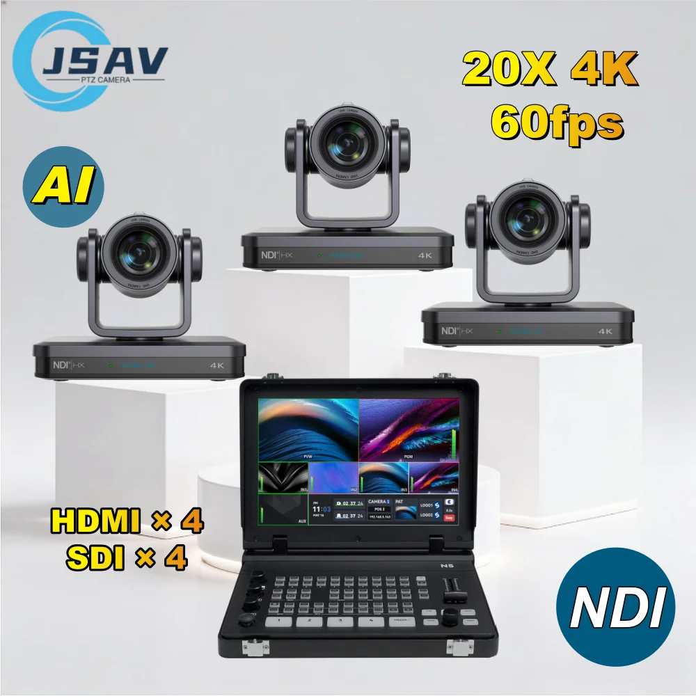 JSAV 4K 60fps 20X NDI Camera PTZ live streaming 1pc-6pcs SDI HDMI POE USB professional Video Switcher PTZ Camera for Church
JSAV 4K 60fps 20X NDI Camera PTZ live streaming 1pc-6pcs SDI HDMI POE USB professional Video Switcher PTZ Camera for Church