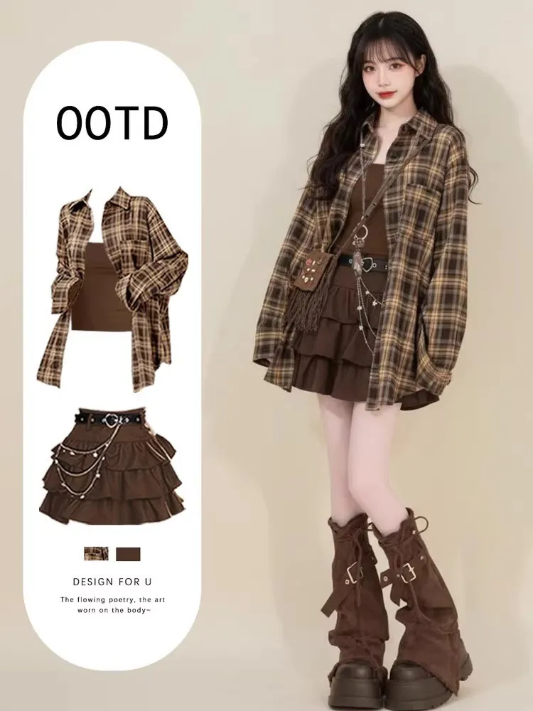 Women's Vintage Artistic Style Shirt Set with Halter Neck Short Cake Skirt Korean Style Slimming Spring Autumn Fashion Set
Women's Vintage Artistic Style Shirt Set with Halter Neck Short Cake Skirt Korean Style Slimming Spring Autumn Fashion Set