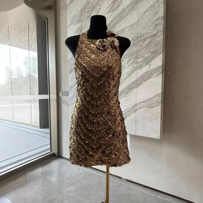 Fashion Women Dress Sleeveless Round Neck Sequin Flowers Female Summer Party Dresses New 93XW
Fashion Women Dress Sleeveless Round Neck Sequin Flowers Female Summer Party Dresses New 93XW