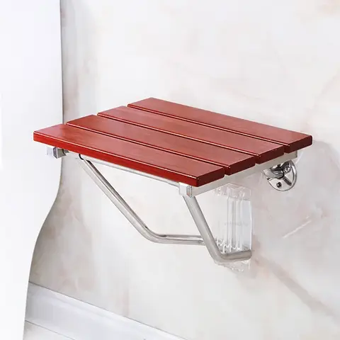 Folding Solid Wood Wall-mounted Shower Seats Bath Chair Non-slip Barrier-free Bathroom Stool Household Porch Shoe Changing Stool