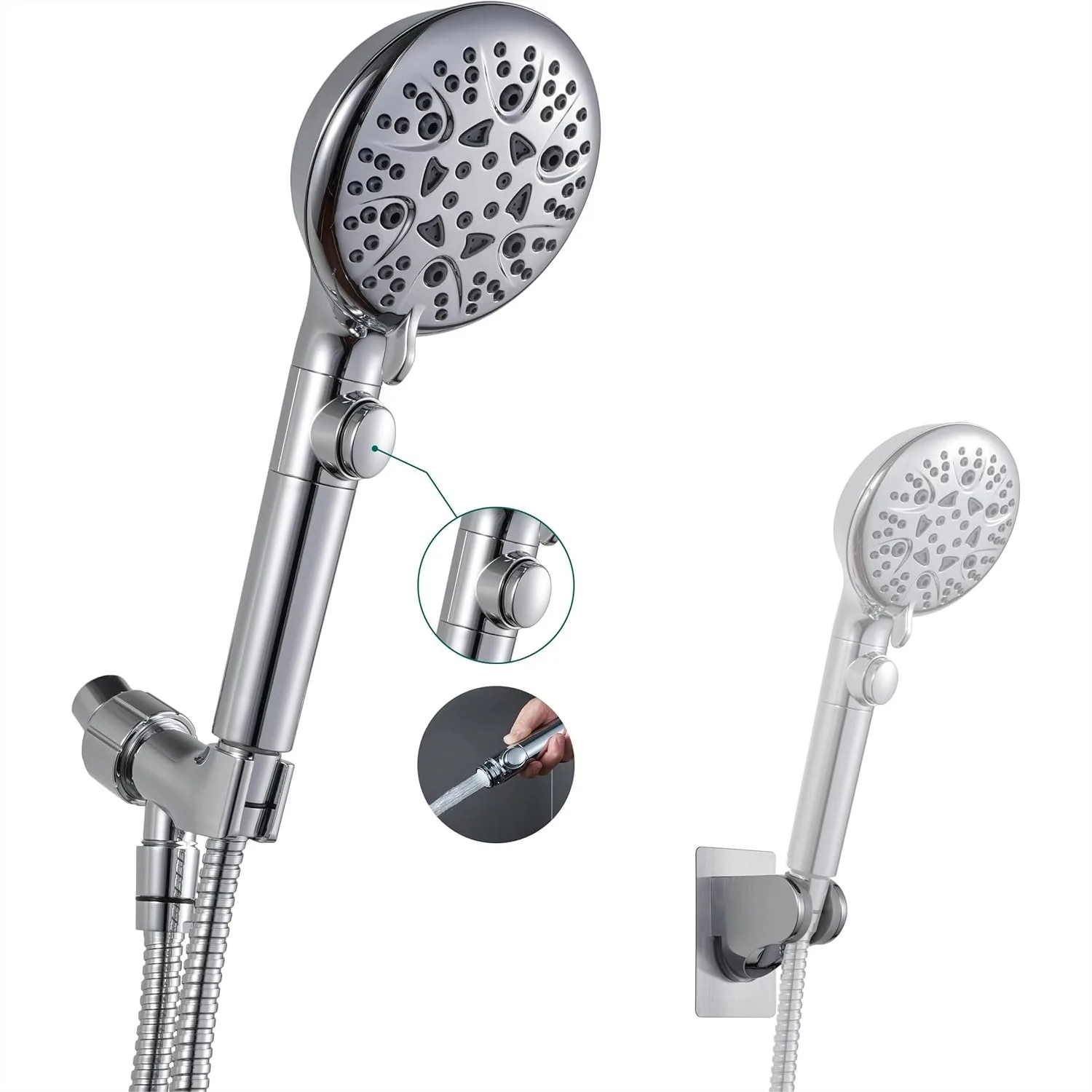 Handheld Shower Head with On Off Switch 8-Mode High Pressure Showerhead with 79 Inches Extra-long Stainless Steel Hose and
Handheld Shower Head with On Off Switch 8-Mode High Pressure Showerhead with 79 Inches Extra-long Stainless Steel Hose and