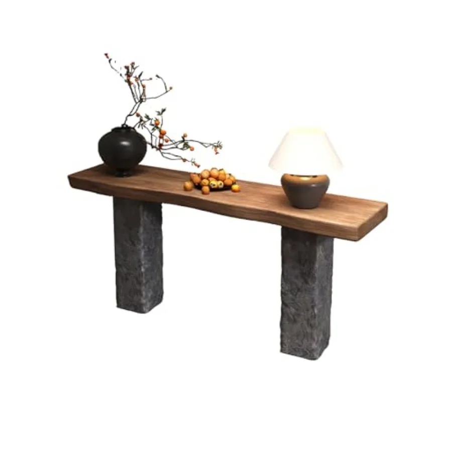 Rustic Primitive Solid Wood Console Table with Faux Stone Legs and Irregular Tabletop, Sofa Side Accent Table for Living Room H
Rustic Primitive Solid Wood Console Table with Faux Stone Legs and Irregular Tabletop, Sofa Side Accent Table for Living Room H