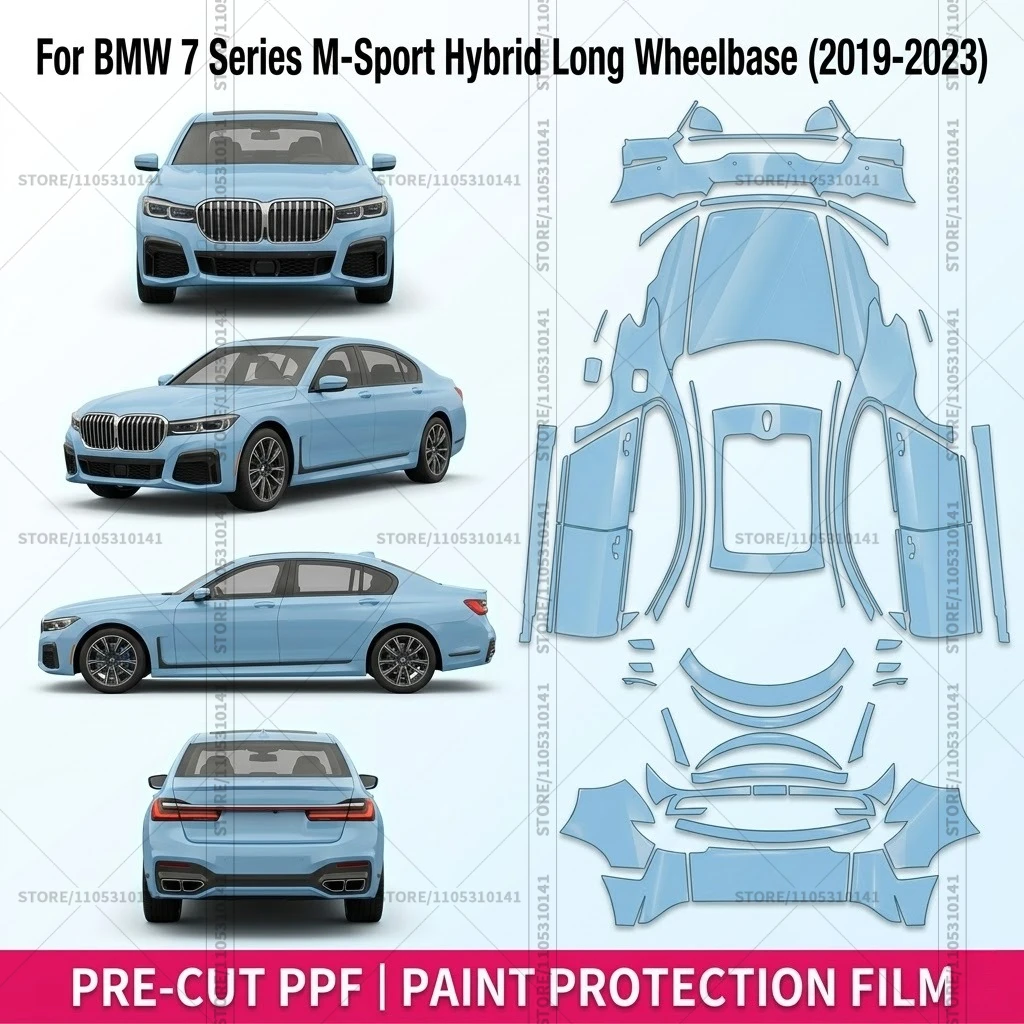 Pre-Cut Paint Protection Film PPF Transparent Car Film Front Bumper Bra for BMW 7 Series M-Sport Hybrid Long Wheelbase 2019-2023
Pre-Cut Paint Protection Film PPF Transparent Car Film Front Bumper Bra for BMW 7 Series M-Sport Hybrid Long Wheelbase 2019-2023