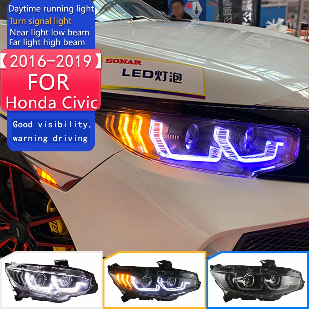 Car Styling for Honda Civic Headlights 2016-2019 Civic X LED Headlight LED DRL Hid Head Lamp Angel Eye Bi Xenon Accessories 
Car Styling for Honda Civic Headlights 2016-2019 Civic X LED Headlight LED DRL Hid Head Lamp Angel Eye Bi Xenon Accessories