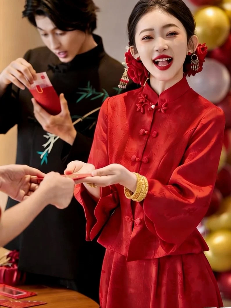 New Chinese Style Wedding Dress Two-Piece Set Spring Autumn Women's Large Size Drinking Ceremony Bride Homecoming C...
New Chinese Style Wedding Dress Two-Piece Set Spring Autumn Women's Large Size Drinking Ceremony Bride Homecoming C...