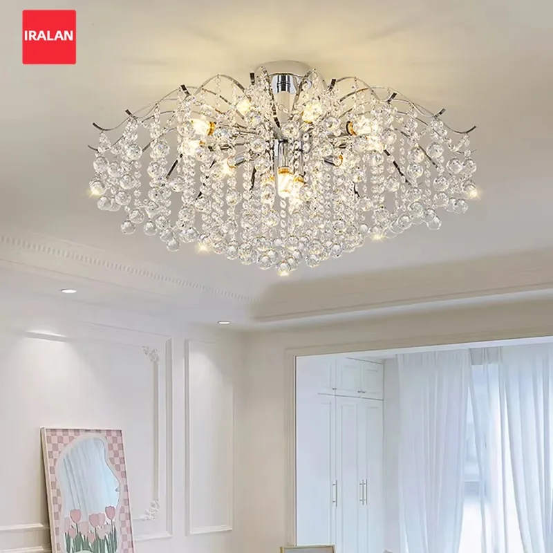 IRALAN Silver Ceiling Chandelier France Lustre Ceiling Lamp Hotel Lobby Decoration Lighting Fixtures Three Color Crystal Lamp
IRALAN Silver Ceiling Chandelier France Lustre Ceiling Lamp Hotel Lobby Decoration Lighting Fixtures Three Color Crystal Lamp
