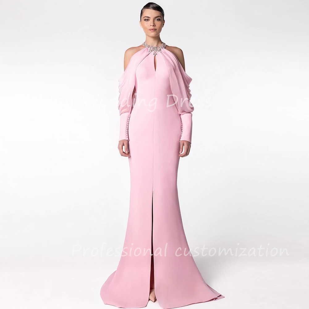 Heyday Pretty Dress Customized Ruched Halter Mermaid Beads With Split Formal Evening Dress Floor Length Party Dress For Women
Heyday Pretty Dress Customized Ruched Halter Mermaid Beads With Split Formal Evening Dress Floor Length Party Dress For Women