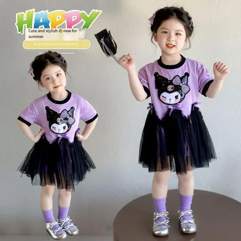 Kuromi Girl Dress Sanrios Summer New Child Short Sleeve Princess Skirt Mesh Anime Figure Kawaii Cartoon Child Clothing
Kuromi Girl Dress Sanrios Summer New Child Short Sleeve Princess Skirt Mesh Anime Figure Kawaii Cartoon Child Clothing