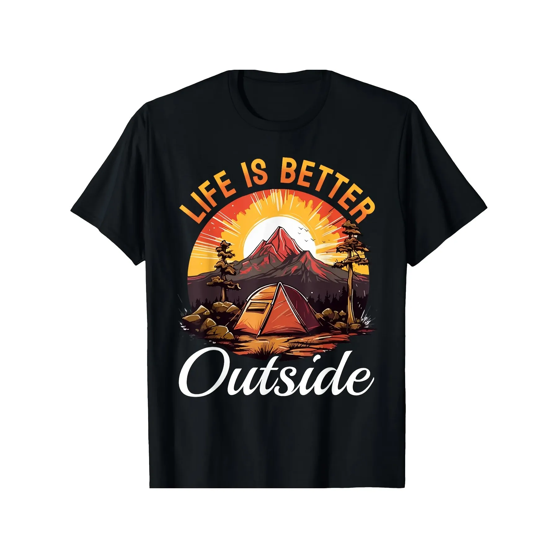 Life Is Better Outside Camping Graphic Tee Soft Breathable Cotton T-Shirt for Daily Wear
Life Is Better Outside Camping Graphic Tee Soft Breathable Cotton T-Shirt for Daily Wear