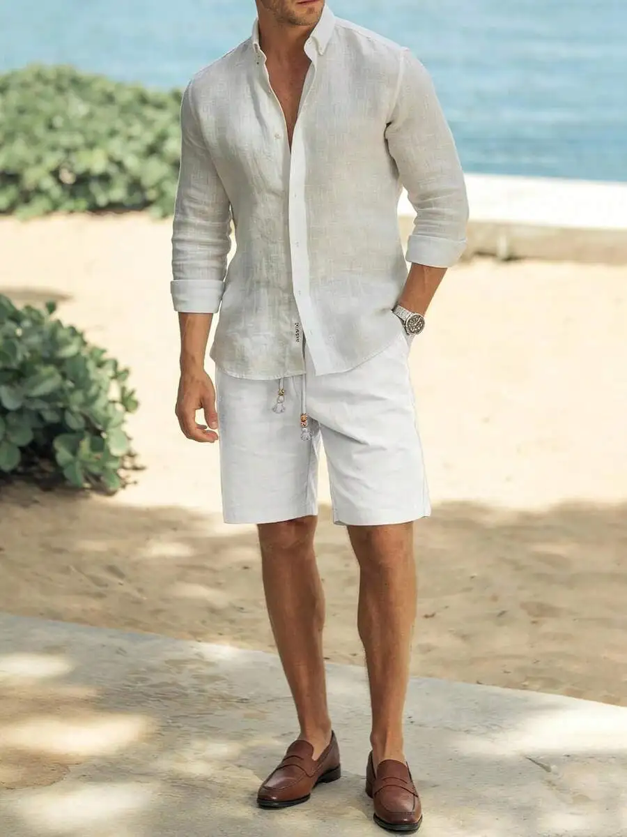 Mens Lightweight Cotton Linen Shorts With Drawstring Waist For Casual Summer Beach Wear
Mens Lightweight Cotton Linen Shorts With Drawstring Waist For Casual Summer Beach Wear
