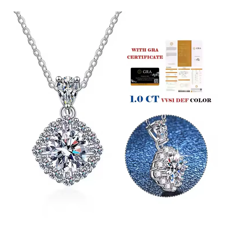 Fashion Radiant square D Color Moissanite Pendant S925 Sterling Silver Necklace for Women
Fashion Radiant square D Color Moissanite Pendant S925 Sterling Silver Necklace for Women