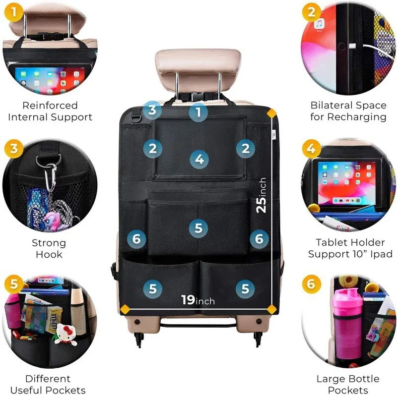 Car Rear Seat Organizer with Touch Screen Tablet Holder Anti Kick Pad Rear Seat Protector Storage Bag Storage Bag
Car Rear Seat Organizer with Touch Screen Tablet Holder Anti Kick Pad Rear Seat Protector Storage Bag Storage Bag