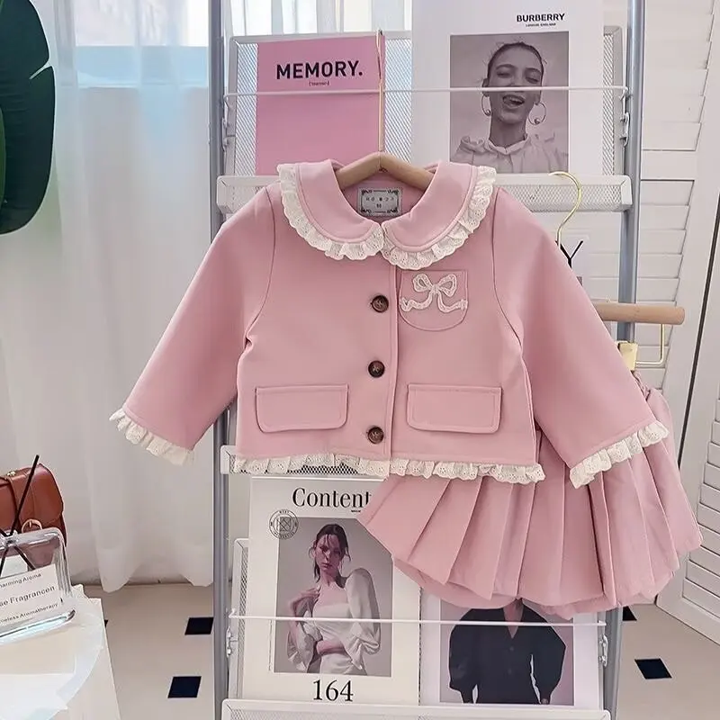 New Autumn Girls Clothing Set Lace Collar Coat Pleated Skirt 2Pcs Suit Children's Outerwear Sets
New Autumn Girls Clothing Set Lace Collar Coat Pleated Skirt 2Pcs Suit Children's Outerwear Sets