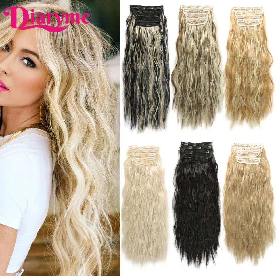 4pcs/set Curly Hair Extensions Synthetic Long Water Wave Hairstyle Blonde Black Hairpieces Heat Resistant False Clip-in Hair Ext
4pcs/set Curly Hair Extensions Synthetic Long Water Wave Hairstyle Blonde Black Hairpieces Heat Resistant False Clip-in Hair Ext
