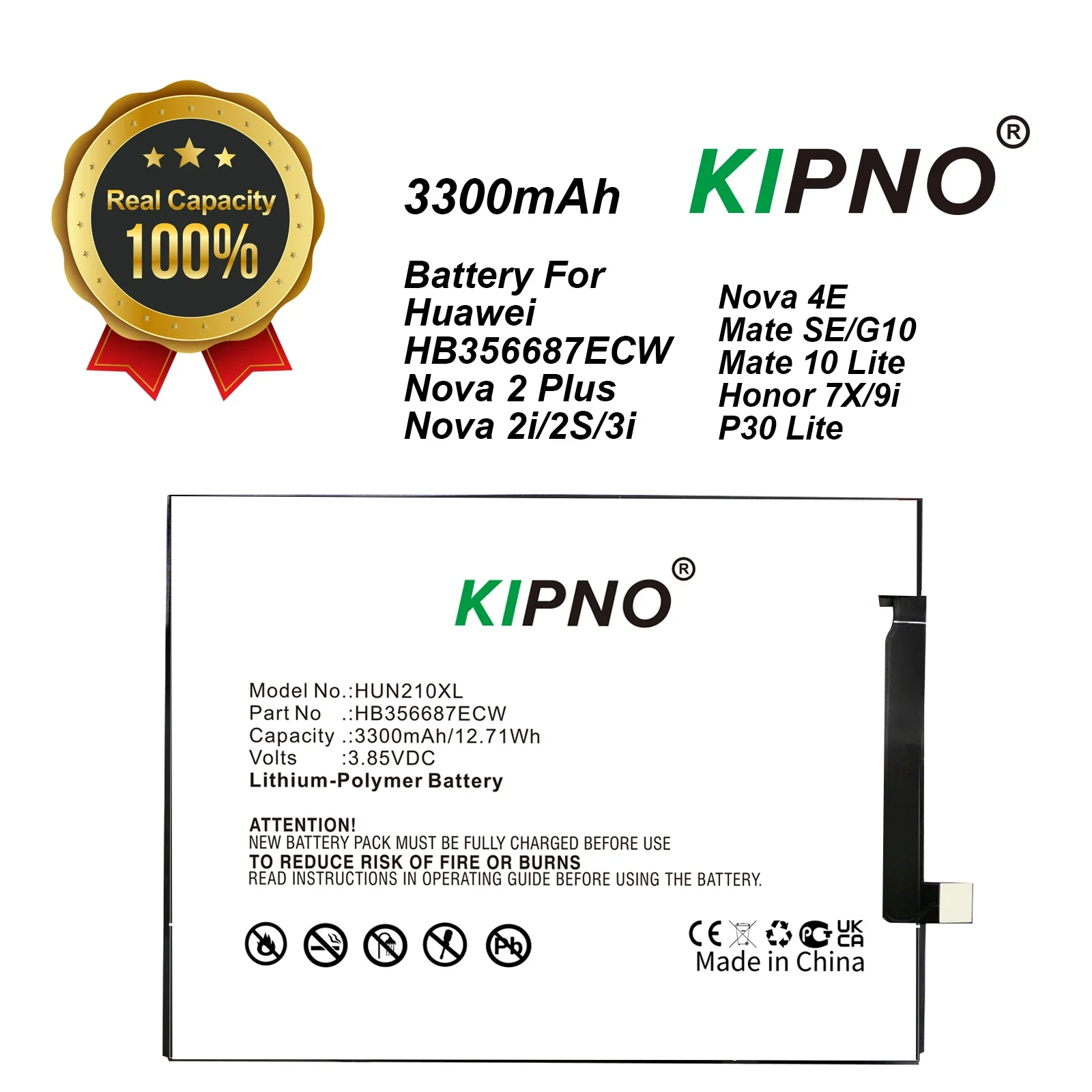 KIPNO SmartPhone Battery HB356687ECW For Huawei Nova 2Plus 2i 2S 3i 4e Huawei P30 Lite Mate SE G10 Mate 10 Lite Honor 7X / 9i
KIPNO SmartPhone Battery HB356687ECW For Huawei Nova 2Plus 2i 2S 3i 4e Huawei P30 Lite Mate SE G10 Mate 10 Lite Honor 7X / 9i