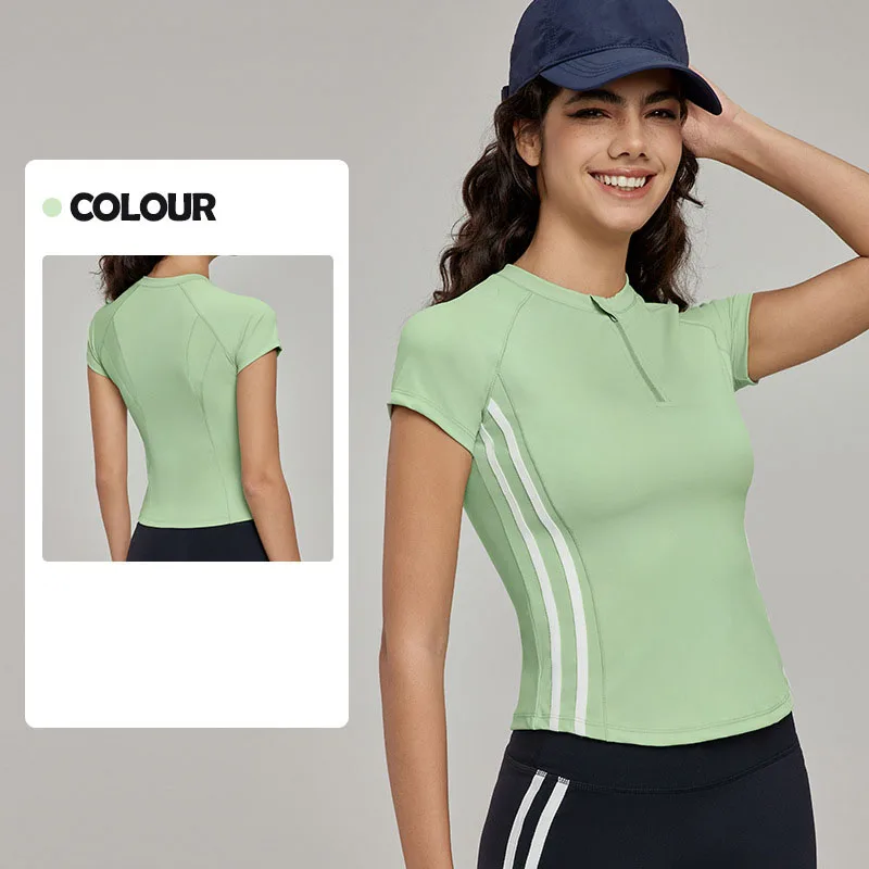 Elastic Slim Fit Short Sleeve Top Comfortable Breathable Yoga Suit With Zipper Running Playing Tennis Fitness Sports Tops
Elastic Slim Fit Short Sleeve Top Comfortable Breathable Yoga Suit With Zipper Running Playing Tennis Fitness Sports Tops