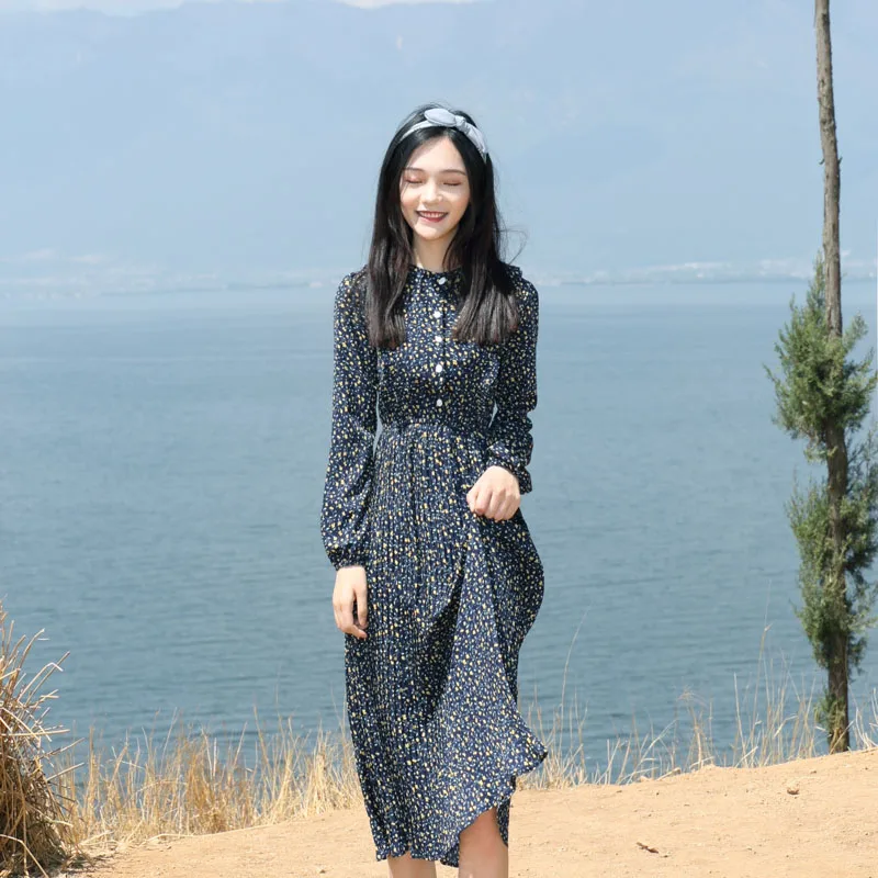 Художественная винтажная цветочная шифоновая юбка миди с длинными рукавами, свободного кроя, с эффектом похудения, на эластичной талии, плиссированная, осенняя
Художественная винтажная цветочная шифоновая юбка миди с длинными рукавами, свободного кроя, с эффектом похудения, на эластичной талии, плиссированная, осенняя