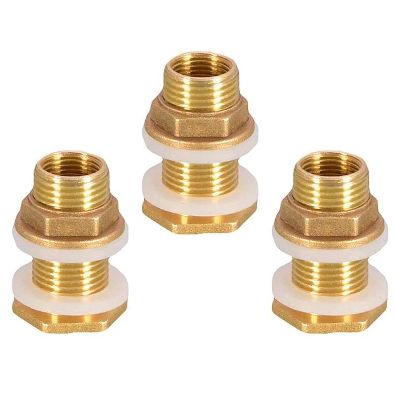 Solid Brass Bulkhead Fitting, 6 Sets 3/8 Inch Female 1/2 Inch Male Solid Brass Water Tank Connector Threaded With Ring
Solid Brass Bulkhead Fitting, 6 Sets 3/8 Inch Female 1/2 Inch Male Solid Brass Water Tank Connector Threaded With Ring