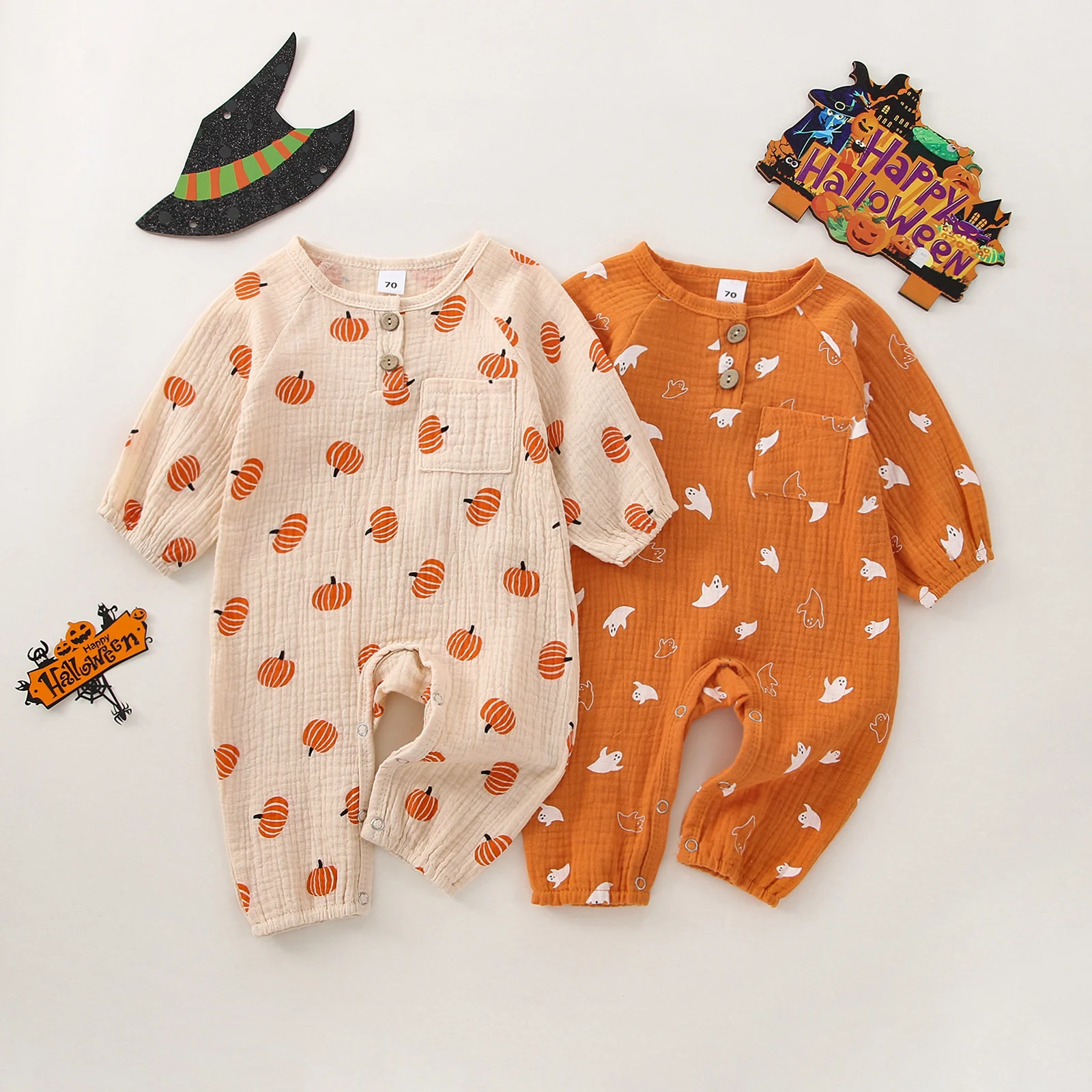 Halloween Newborn Baby Boys Girls Rompers Clothes Cotton Ghost Pumpkin Print Long Sleeve Romper Jumpsuits Clothing
Halloween Newborn Baby Boys Girls Rompers Clothes Cotton Ghost Pumpkin Print Long Sleeve Romper Jumpsuits Clothing