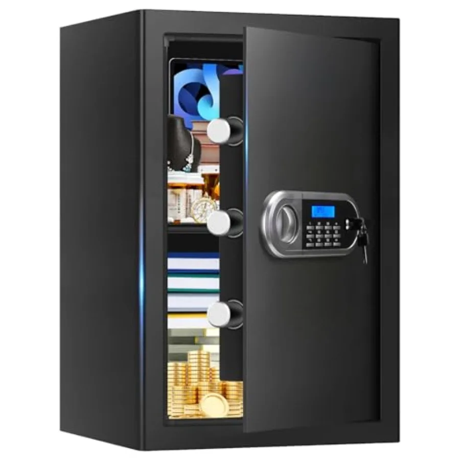 Home use safe: 3.4 cuft, steel construction, black, fire and water resistant, anti-theft digital keypad with spare keys
Home use safe: 3.4 cuft, steel construction, black, fire and water resistant, anti-theft digital keypad with spare keys