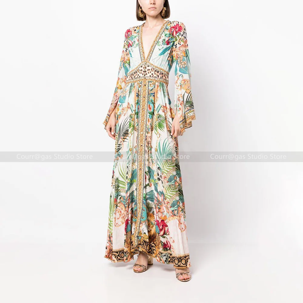 Australian niche noblewoman silk V-neck rhinestone print long dress holiday style fashion atmosphere dresses
Australian niche noblewoman silk V-neck rhinestone print long dress holiday style fashion atmosphere dresses
