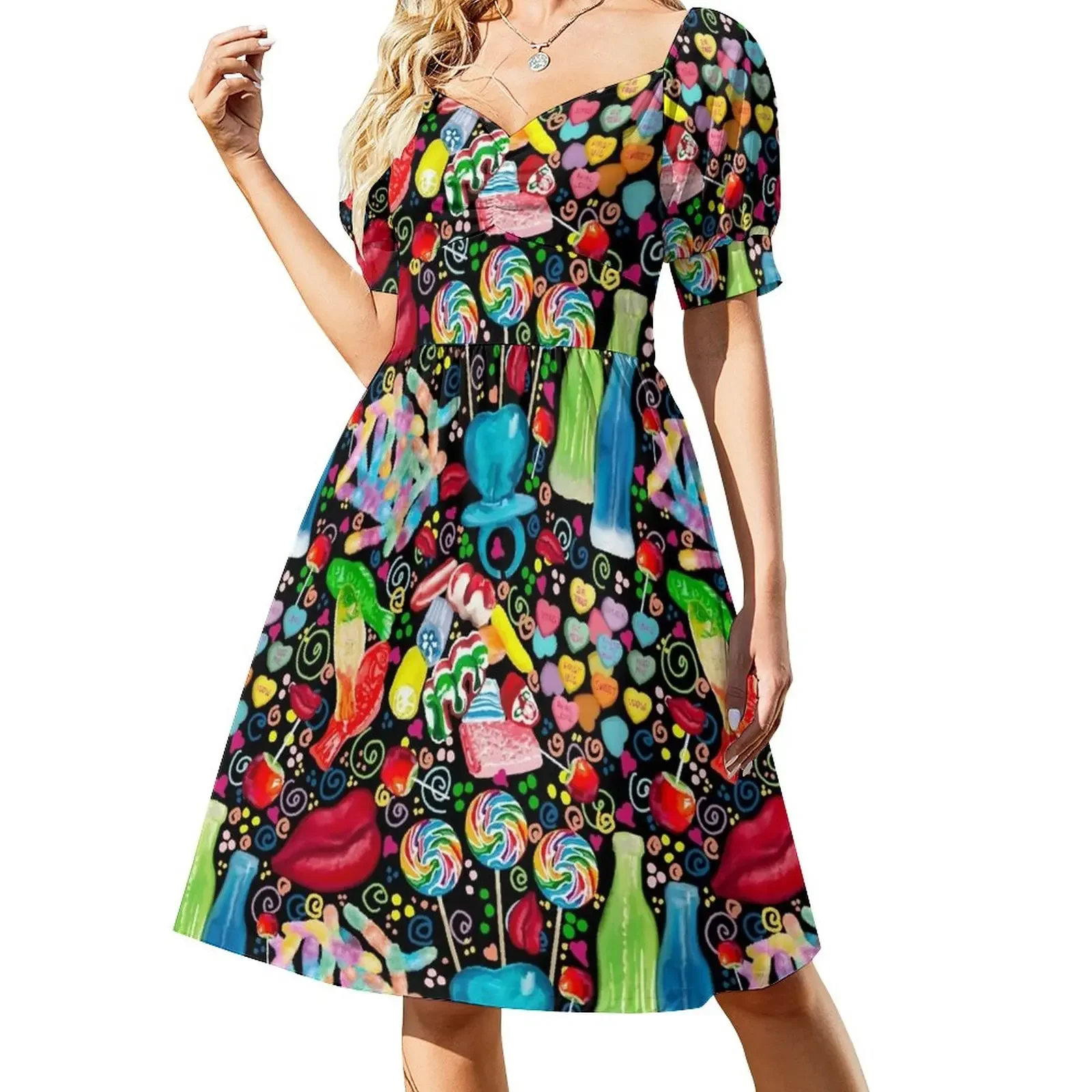 (Black) Candy, candy, candy Short-Sleeved Dress birthday dresses for women evening dress
(Black) Candy, candy, candy Short-Sleeved Dress birthday dresses for women evening dress