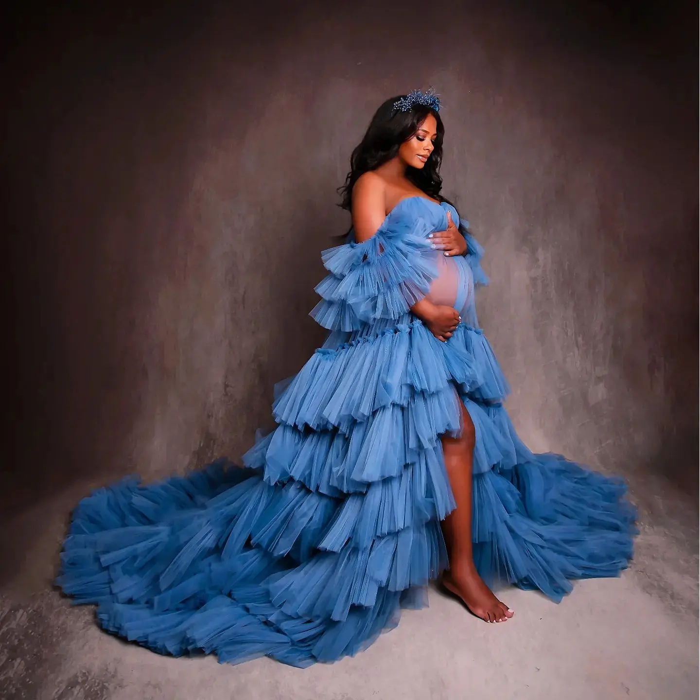 Shiny Blue Maternity Dresses For Photo Shoot Off the Shoulder Split Baby Shower Gowns Pregnancy Gowns Boudoir Dress Photography
Shiny Blue Maternity Dresses For Photo Shoot Off the Shoulder Split Baby Shower Gowns Pregnancy Gowns Boudoir Dress Photography