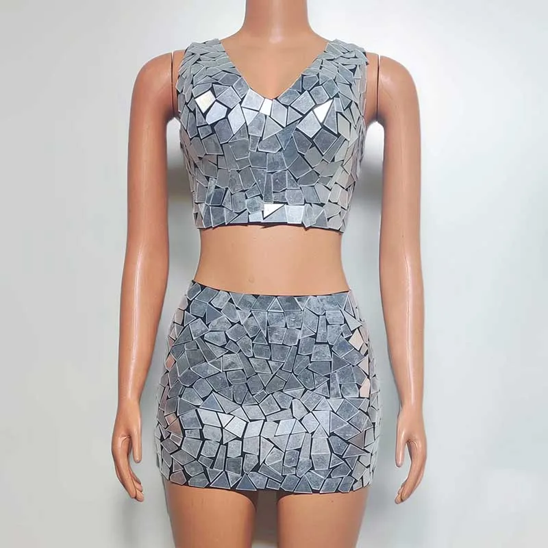 Multi-Color Mirror Costume Gogo Nightclub Bar Club Performance Wear Carnival Festival Party Dress Female Crop Tops Skirt VDL830
Multi-Color Mirror Costume Gogo Nightclub Bar Club Performance Wear Carnival Festival Party Dress Female Crop Tops Skirt VDL830