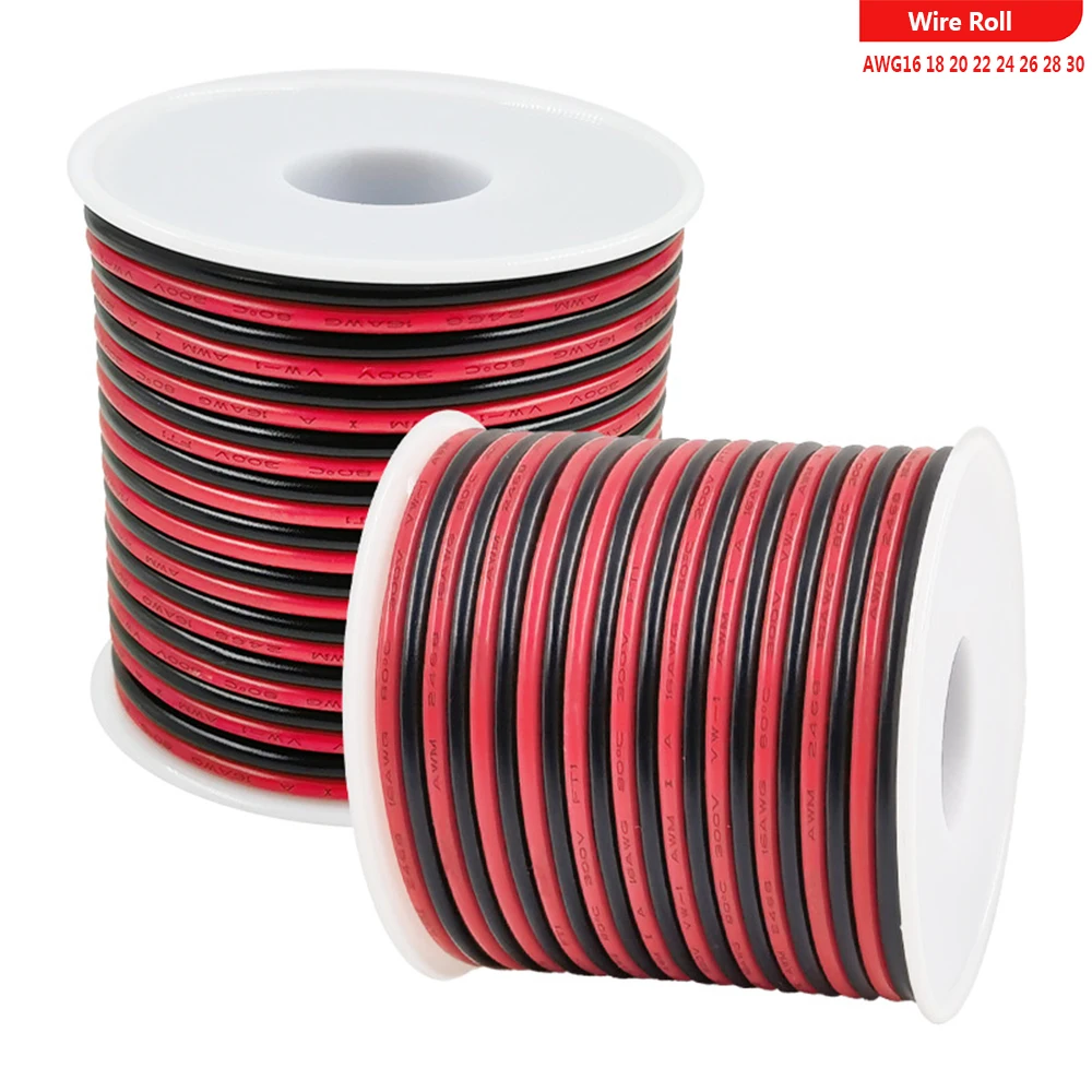 Electrical Wire Roll 18 16 20 22 Gauge UL2468 LED Wire 2 Pin Extension Cable Red Black Wires 12V/24V Cable For Led Strip Drone
Electrical Wire Roll 18 16 20 22 Gauge UL2468 LED Wire 2 Pin Extension Cable Red Black Wires 12V/24V Cable For Led Strip Drone