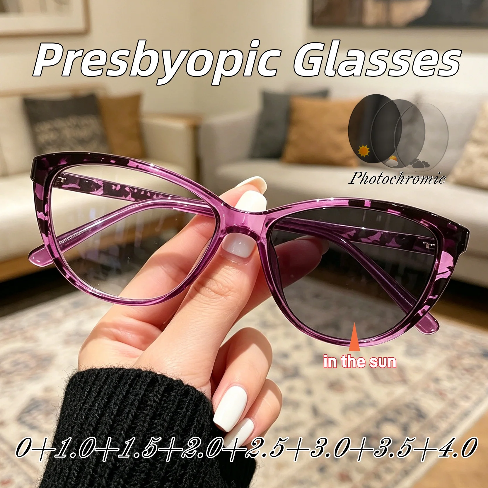 New Retro Cat-Eye Frame Photochromic Anti-Blue Light Presbyopia Eyeglasses Outdoor HD Ultra Light Comfortable Reading Eyewear
New Retro Cat-Eye Frame Photochromic Anti-Blue Light Presbyopia Eyeglasses Outdoor HD Ultra Light Comfortable Reading Eyewear