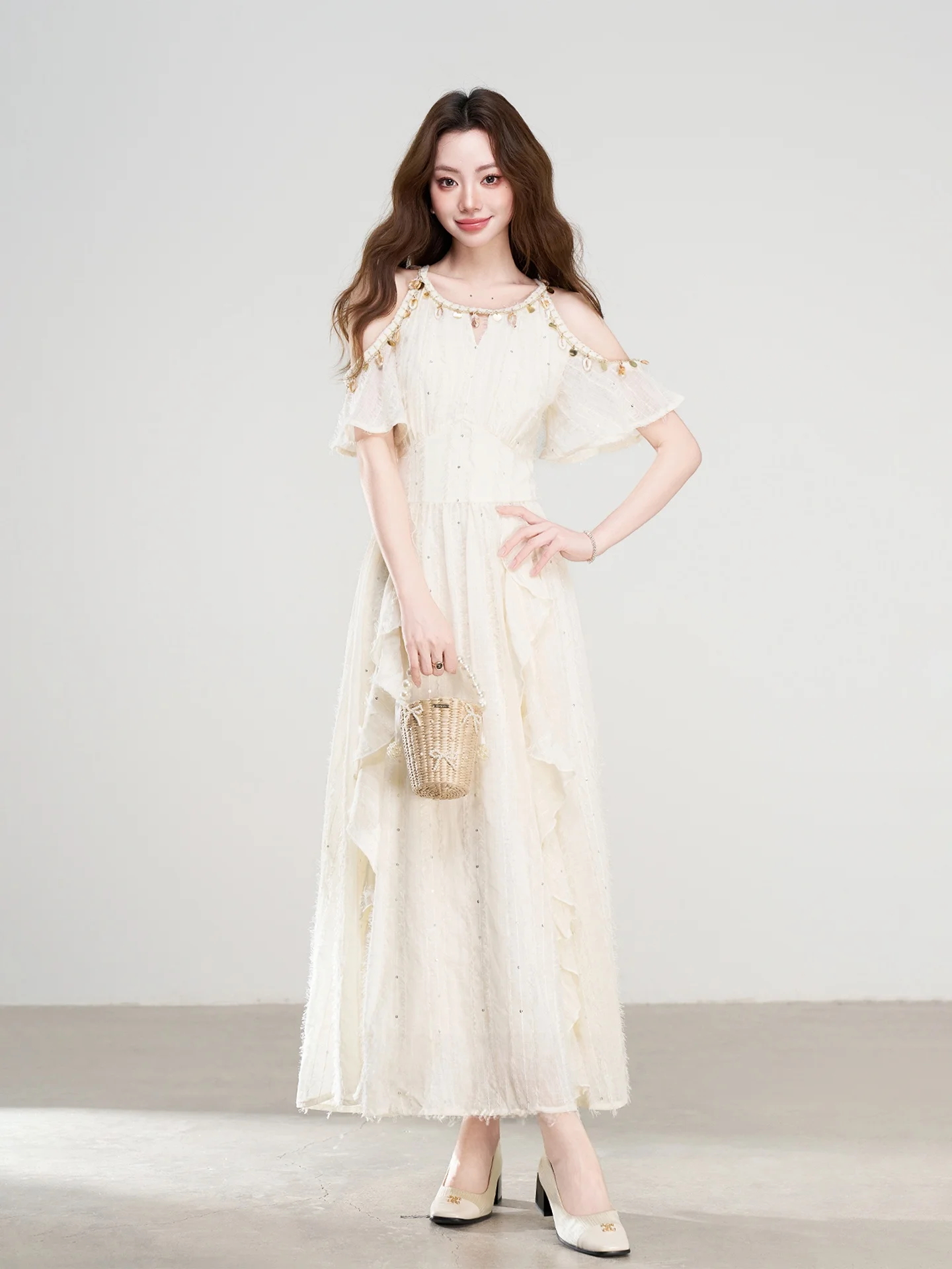 Summer New Style French Style Halter Neck Midi Dress Women's Beachside Gauze Skirt Short Sleeve High Waist A-Line Dress
Summer New Style French Style Halter Neck Midi Dress Women's Beachside Gauze Skirt Short Sleeve High Waist A-Line Dress
