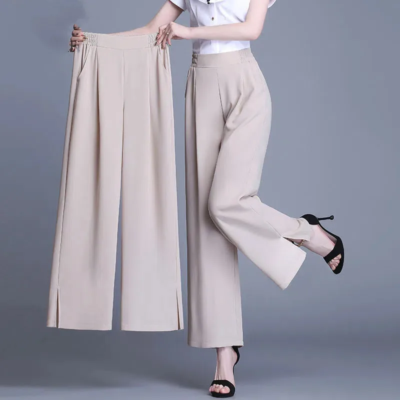 2023 Summer Chiffon Wide Leg Pants Women Elastic High Waist Black Gary Pants Ladies Casual 9 Points/Long Trousers Korean Pants
2023 Summer Chiffon Wide Leg Pants Women Elastic High Waist Black Gary Pants Ladies Casual 9 Points/Long Trousers Korean Pants