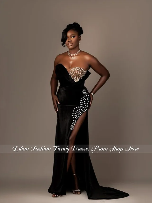 Black Glamorous Gemstone Side-Slit Mermaid Evening Gown Luxurious Strapless Wedding Party Dress Customized Red Carpet Gown 2026
Black Glamorous Gemstone Side-Slit Mermaid Evening Gown Luxurious Strapless Wedding Party Dress Customized Red Carpet Gown 2026