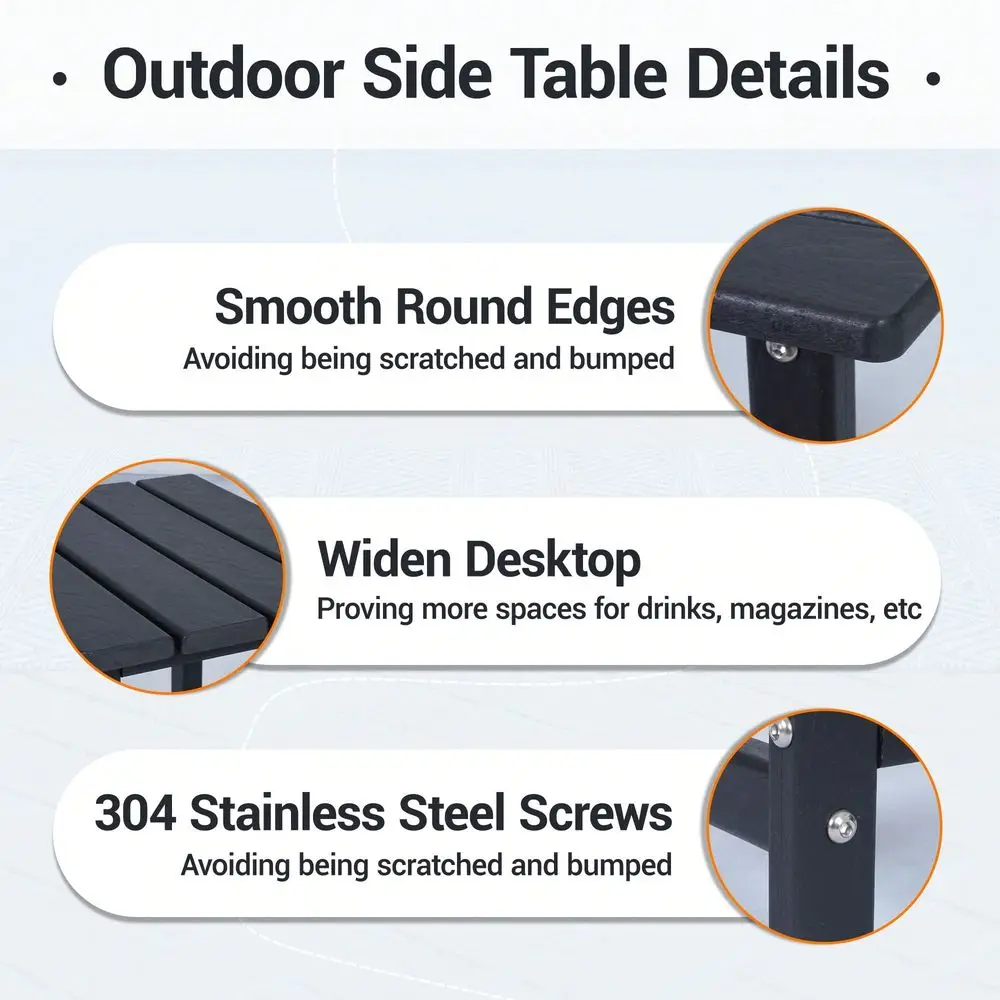 HDPE Outdoor Side Table All Weather Performance Patio Side Table, Waterproof Small Outdoor End Table For Patio, Garden, Lawn, P
HDPE Outdoor Side Table All Weather Performance Patio Side Table, Waterproof Small Outdoor End Table For Patio, Garden, Lawn, P